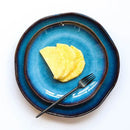 GobekUsa Deep Blue Ceramic Dessert Plate - Round Solid Dish