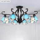 GobekUsa Handcrafted Tiffany Glass Chandelier for Living Room Ceiling