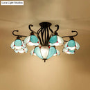 GobekUsa Handcrafted Tiffany Glass Chandelier for Living Room Ceiling