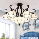 GobekUsa Handcrafted Tiffany Glass Chandelier for Living Room Ceiling