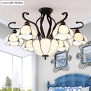 GobekUsa Handcrafted Tiffany Glass Chandelier for Living Room Ceiling