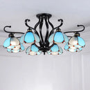 GobekUsa Handcrafted Tiffany Glass Chandelier for Living Room Ceiling
