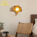 GobekUsa Ginkgo Biloba Resin Wall Lamp LED Art Decor for Bedroom & Living Room