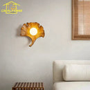 GobekUsa Ginkgo Biloba Resin Wall Lamp LED Art Decor for Bedroom & Living Room