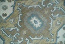 Teal Ivory Olive Hand Knotted Wool Area Rug Traditional Heriz by The Rug Decor