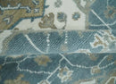 Teal Ivory Olive Hand Knotted Wool Area Rug Traditional Heriz by The Rug Decor