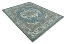 Teal Ivory Olive Hand Knotted Wool Area Rug Traditional Heriz by The Rug Decor