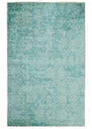 Handmade 5.7x7.11 Modern Blue Turquois Geometric Wool Blend Area Rug