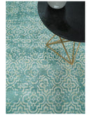 Handmade 5.7x7.11 Modern Blue Turquois Geometric Wool Blend Area Rug