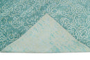 Turquoise Modern Geometric Wool Blend Area Rug 5x8 - Handmade