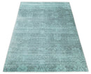 Handmade 6.8x9.10 Floral Blue Turquois Blended Wool and Bamboo Silk Area Rug