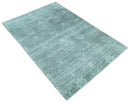 Handmade 6.8x9.10 Floral Blue Turquois Blended Wool and Bamboo Silk Area Rug