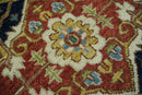 Traditional Hand Knotted Heriz Wool Area Rug Rust Blue and Beige by The Rug Decor