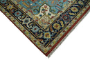 Traditional Hand Knotted Heriz Wool Area Rug Rust Blue and Beige by The Rug Decor