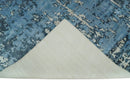 Handmade 8x10 Blue and Ivory Bamboo Silk Area Rug