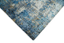 Handmade 8x10 Blue and Ivory Modern Abstract Bamboo Silk Area Rug  I TRDS1810