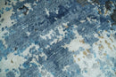 Handmade 8x10 Blue and Ivory Modern Abstract Bamboo Silk Area Rug  I TRDS1810