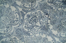 Handmade 7.8x9.10 Damask Ivory and gray Blended Wool and Bamboo Silk Area Rug
