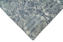 Handmade 7.8x9.10 Damask Ivory and gray Blended Wool and Bamboo Silk Area Rug