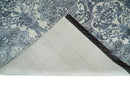Handmade 7.8x9.10 Damask Ivory and gray Blended Wool and Bamboo Silk Area Rug