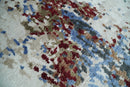Handmade 8x10 Ivory, Blue and Red Abstract bamboo Silk Area Rug | TRDS2810