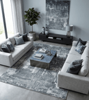 Handmade Ivory Gray Charcoal Area Rug 8x10 - Wool Bamboo Silk