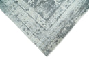 Handmade 7.10x9.9 Abstract Ivory and Gray Blended Wool and Bamboo Silk Area Rug