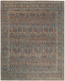 Blue and Rust Hand Knotted Serapi Area Rug - Vintage Traditional by The Rug Decor