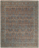 Blue and Rust Hand Knotted Serapi Area Rug - Vintage Traditional