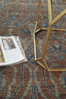 Blue and Rust Hand Knotted Serapi Area Rug - Vintage Traditional
