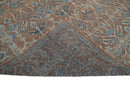 Blue and Rust Hand Knotted Serapi Area Rug - Vintage Traditional