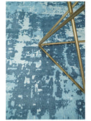 Handmade 8x10, 9x12 and 9.9x13.9 White and Blue Blended Wool and Bamboo Silk Area Rug