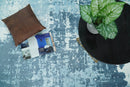 Handmade 8x10, 9x12 and 9.9x13.9 White and Blue Blended Wool and Bamboo Silk Area Rug