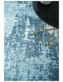 Handmade 8x10, 9x12 and 9.9x13.9 White and Blue Blended Wool and Bamboo Silk Area Rug