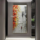 GobekUsa Handmade Abstract City Oil Painting, Modern Wall Art