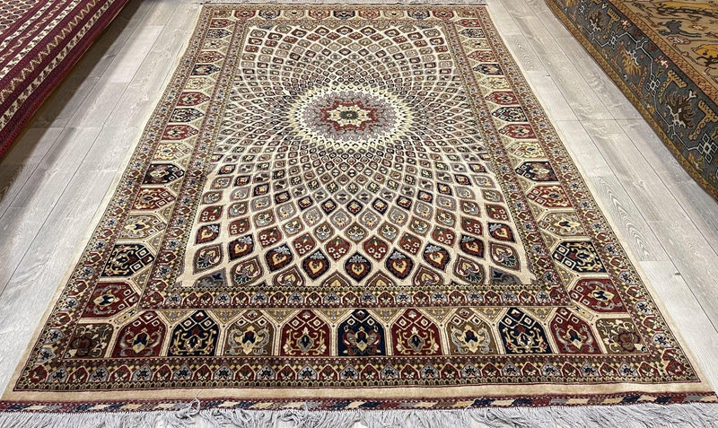 Handmade Afghani Gumbad Dome Area Rug 7x10 ft