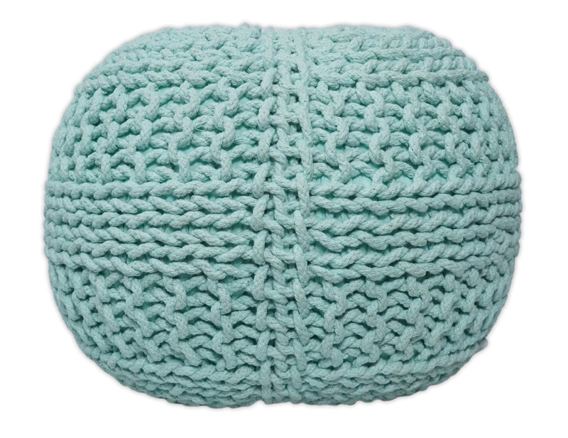 Handmade Aqua Macrame Pouf Ottoman - Footstool, Chair or Footrest | TRD113