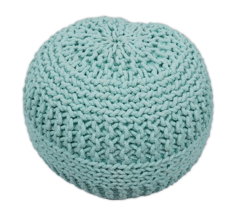 Handmade Aqua Macrame Pouf Ottoman - Footstool, Chair or Footrest | TRD113