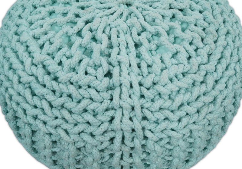 Handmade Aqua Macrame Pouf Ottoman - Footstool, Chair or Footrest | TRD113