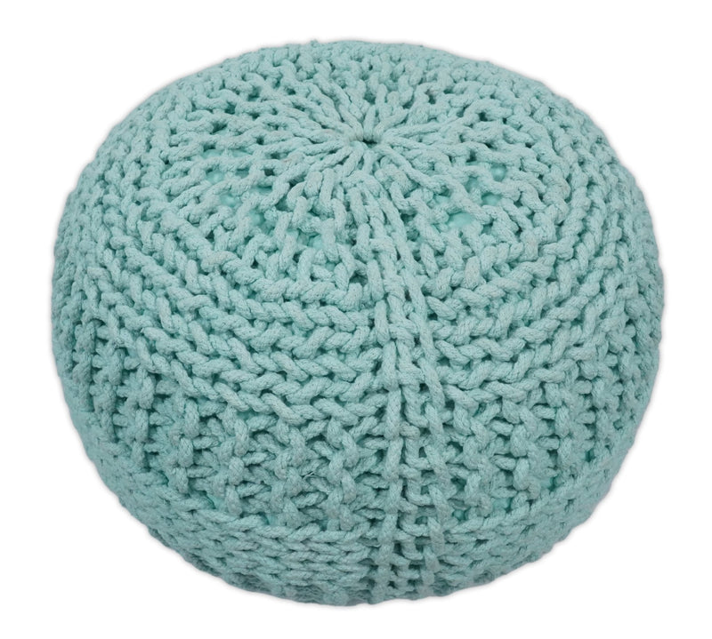 Handmade Aqua Macrame Pouf Ottoman - Footstool, Chair or Footrest | TRD113