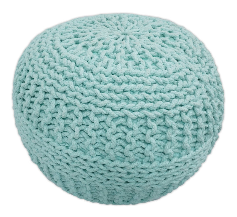 Handmade Aqua Macrame Pouf Ottoman - Footstool, Chair or Footrest | TRD113
