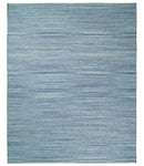 Handmade Boho 5x8 and 8x10 Ivory and Blue Wool Blend Dhurrie Rug | VIK3