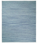 Handmade Boho 5x8 and 8x10 Ivory and Blue Wool Blend Dhurrie Rug | VIK3