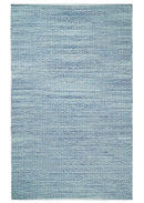 Handmade Boho 5x8 and 8x10 Ivory and Blue Wool Blend Dhurrie Rug | VIK3