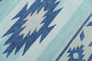 Handmade Boho 2x3, 5x8 and 8x10 White and Blue Wool Blend Dhurrie Rug | VIK1