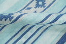 Handmade Boho 2x3, 5x8 and 8x10 White and Blue Wool Blend Dhurrie Rug | VIK1