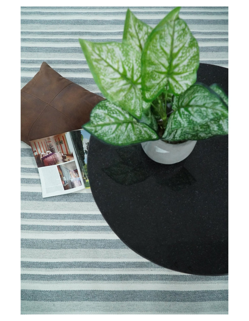 HANDMADE BOHO 5X8 AND 8X10 WHITE AND Gray WOOL BLEND DHURRIE RUG | VIK2