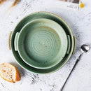GobekUsa Handmade Ceramic Sushi Plate with Handle - Retro Japanese Fruit Plate