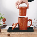 Handmade dragon purple clay tea mug set gray & orange dining room by Decorbites