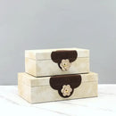 GobekUsa Handmade Flowers Leather Jewelry Box Makeup Organizer Home Decor